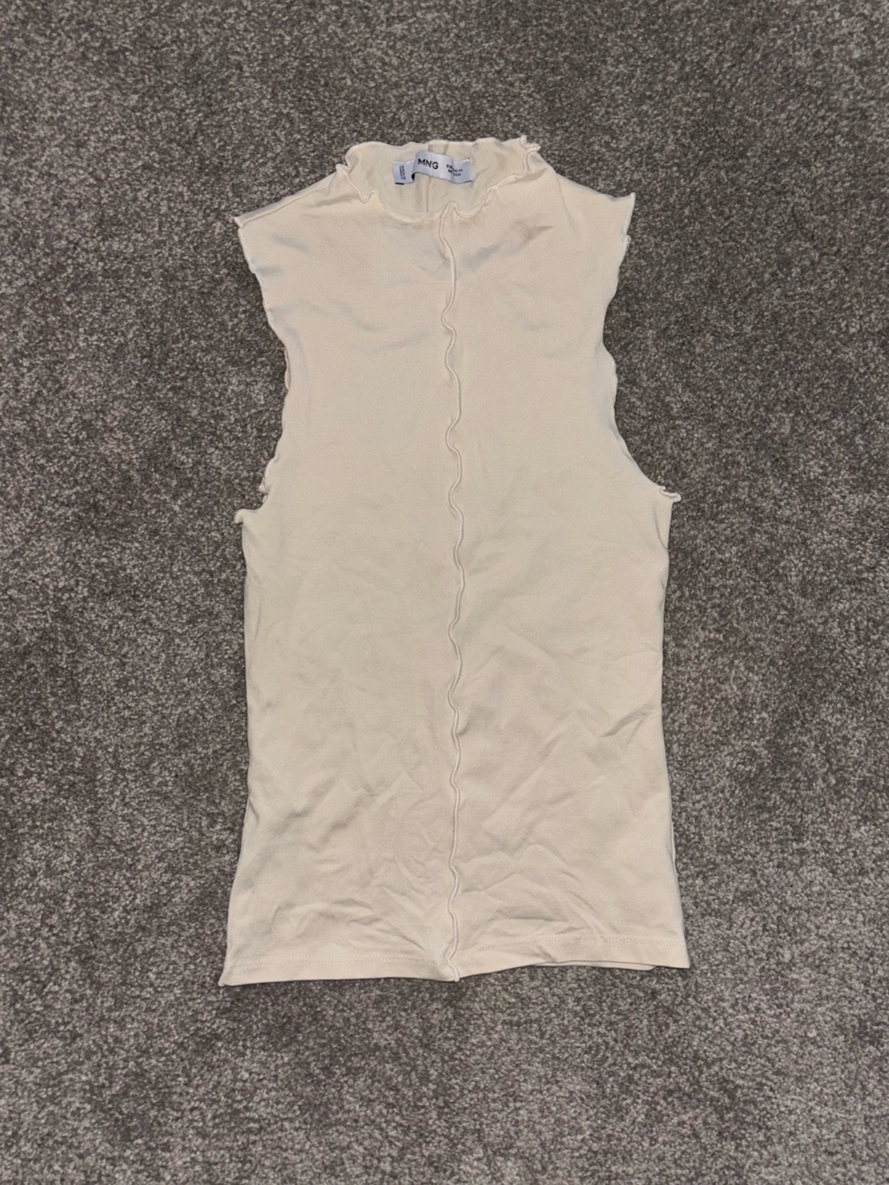 Size XS- Mango Women’s Cream Ribbed Sleeveless Top